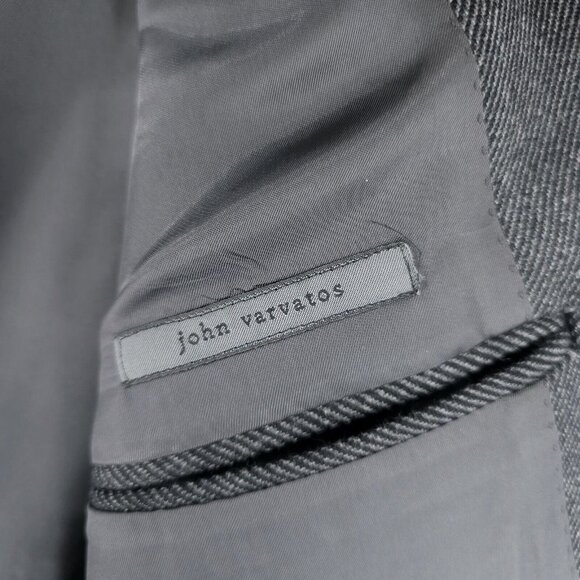 JOHN VARVATOS Gray Diagonal Stripe Blazer Sport Coat Made in ITALY Est. Size 44 - Picture 6 of 10